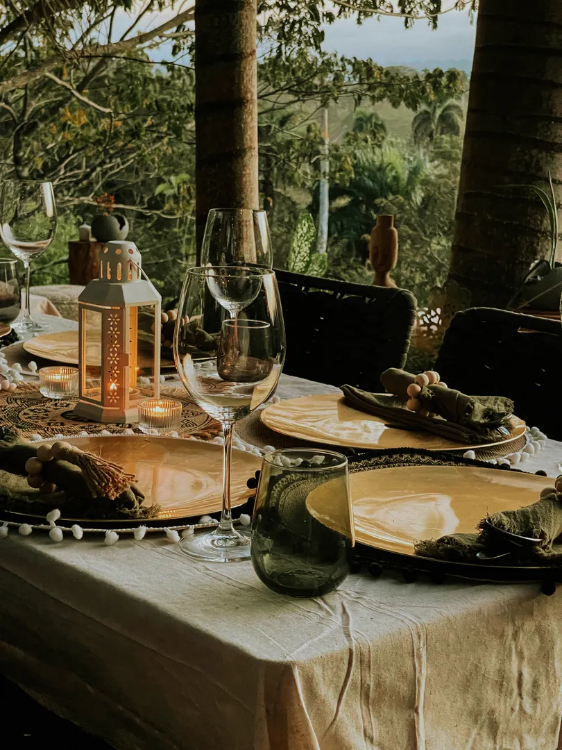 Dining under lantern light